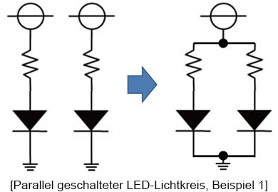 Parallel geschalteter LED-Lichtkreis, Beispiel 1