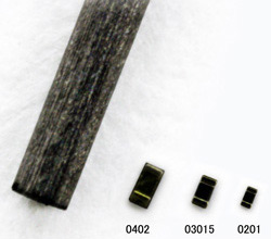 Widerstände: Relative Größe gegenüber 0.5 mm Blei für einen mechanischen Bleistift